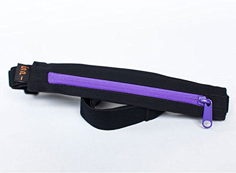 The Spibelt (The Original Running Belt) - Black With Purple Zipper