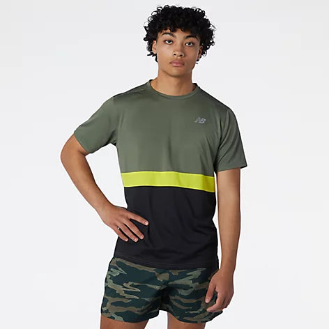 New Balance Striped Accelerate Short Sleeve Men's