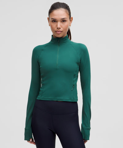 lululemon It's Rulu Cropped Half Zip *Updated - Storm Teal