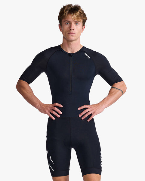 2XU Core Sleeved Trisuit Black/White