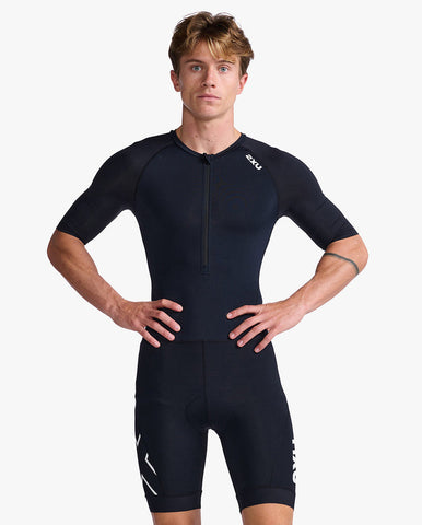 2XU Core Sleeved Trisuit Black/White