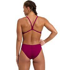 Arena Swimsuit Lace Back Solid Red Fandango